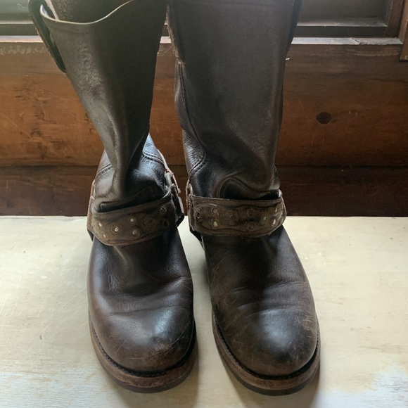 Frye for Free People harness boots with distressed studded detail RARE - Picture 2 of 9